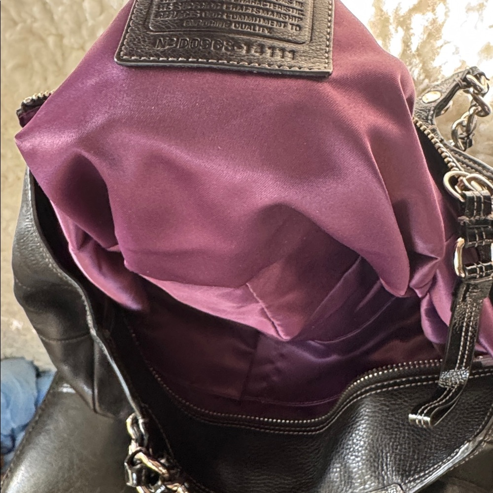 Coach Black Pebbled Leather Shoulder Satchel with Silver Hardware - Picture 7 of 7